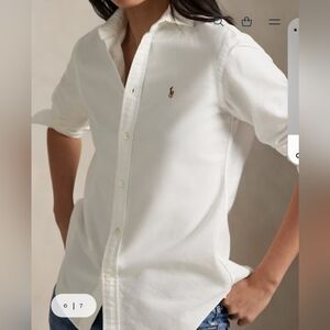 Women Polo Ralph Lauren White Slim Fit Button Down Shirt Medium M Oxford